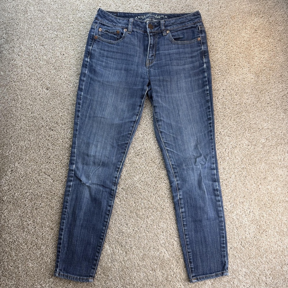American Eagle Outfitters Hi-Rise Skinny Jeans Womens 4 Med Wash Blue Stretch